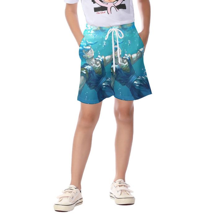 DBZ Relax Gogeta Ocean Blue Saiyan SSGSS Dope Design Kid's Beach Shorts