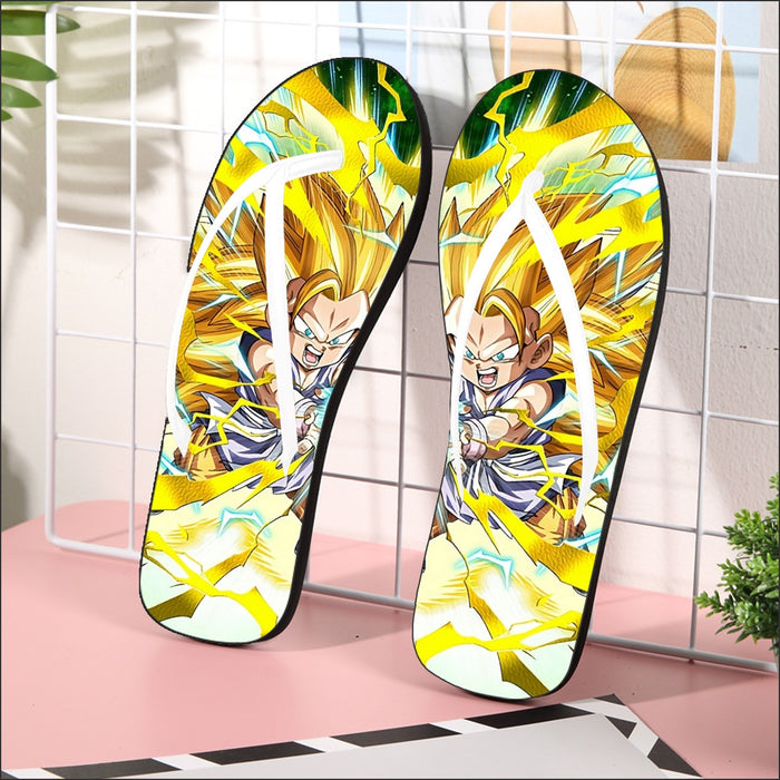 Dragon Ball Kid Goku SSJ3 Kamehameha  Flip Flops