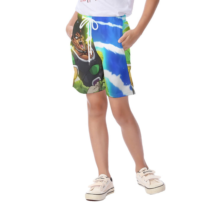 Dragon Ball Z Broly Wearing His Control Mechanism Kid's Beach Shorts