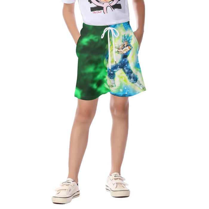 DBZ Goku Super Saiyan Blue SSGSS Kamehameha Power Attack  Kid's Beach Shorts