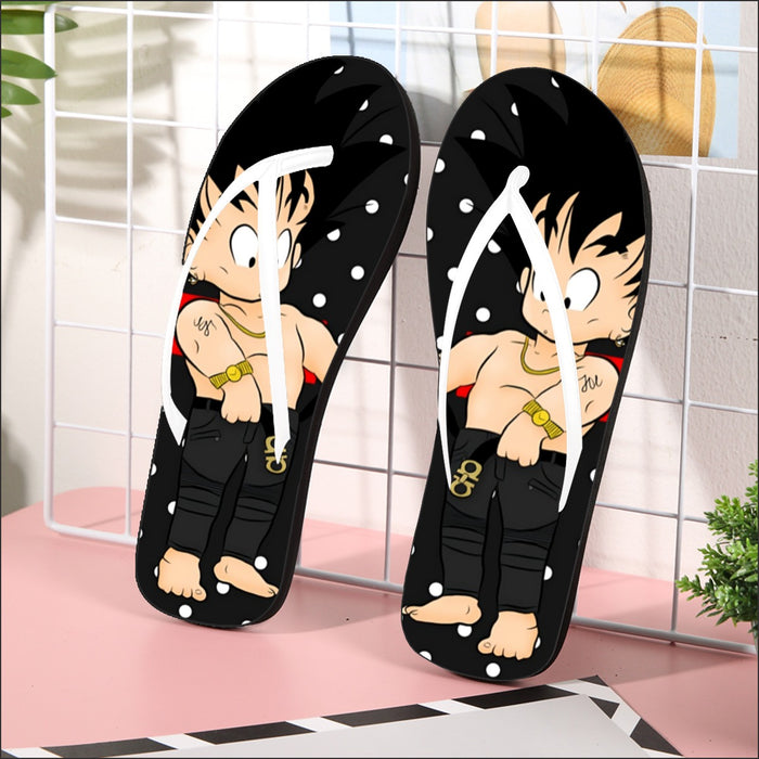 Dragon Ball Supreme Goku Kid Gangster Style Cool Flip Flops