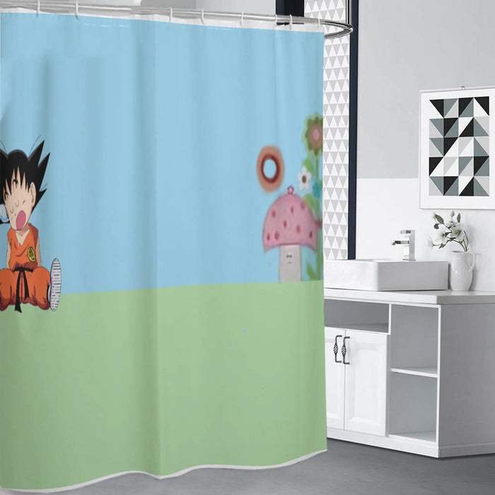 Dragon Ball Goku Kid Cute Day Dreamer Sleeping Anime Design Shower Curtains