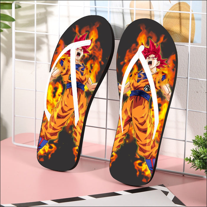 Awesome Goku Super Saiyan God Transformation DBZ Flip Flops