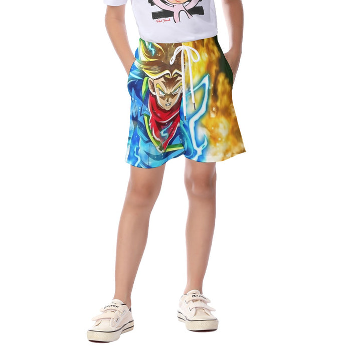 DBZ Rage Super Saiyan Trunks Portrait Unique Style Kid's Beach Shorts