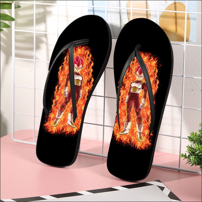 DBZ Vegeta Super Saiyan God Whis Symbol Fire Aura Streetstyle Flip Flops