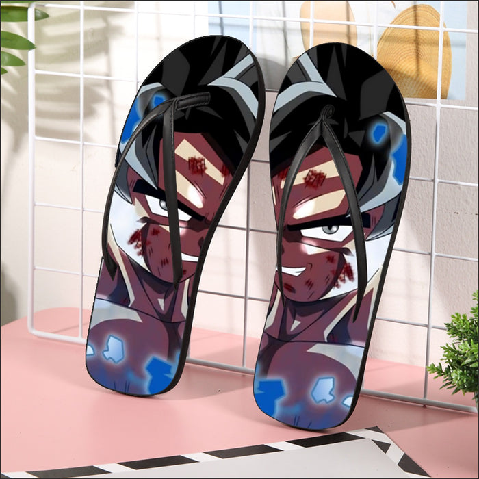 Dragon Ball Super Goku Blue Ultra Instinct Dope Grin Flip Flops