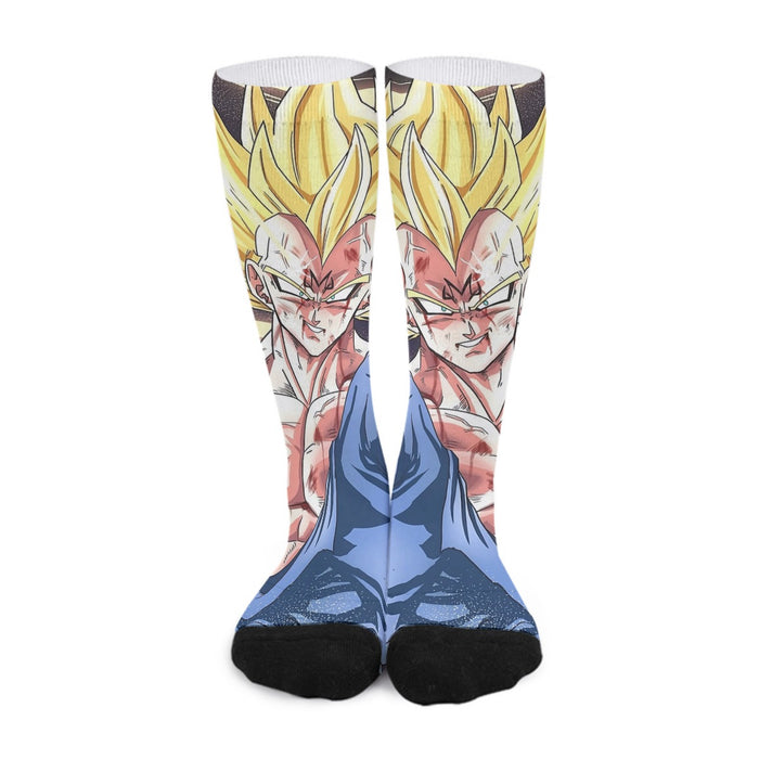 DBZ Majin Vegeta Saiyan Prince Fight Injure Manga Style Trending  Socks