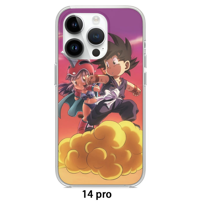 Kid Goku & Chichi Flying on Golden Cloud 3D iPhone 14 Case