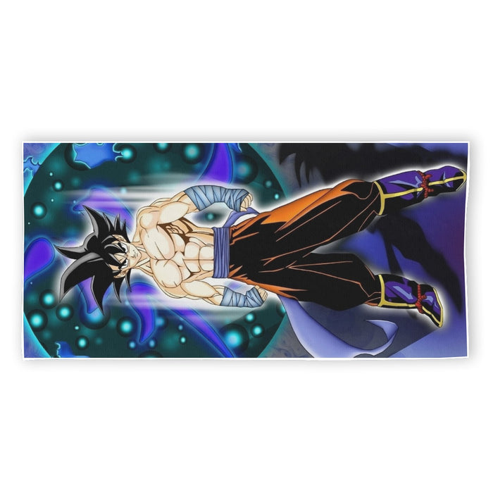 DBZ Goku Muscular Saiyan Vibrant Background Art Style Beach Towel