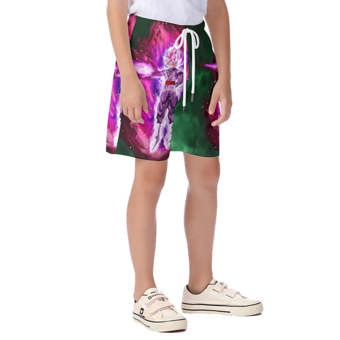 Goku Black Super Saiyan Rose Power Aura Streetwear Design Kid's Beach Shorts