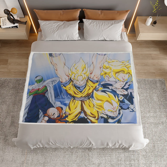 DBZ Goku Saiyan Spirit Bomb Vegeta Piccolo Gohan Trunks Vibrant Design Household Warm Blanket