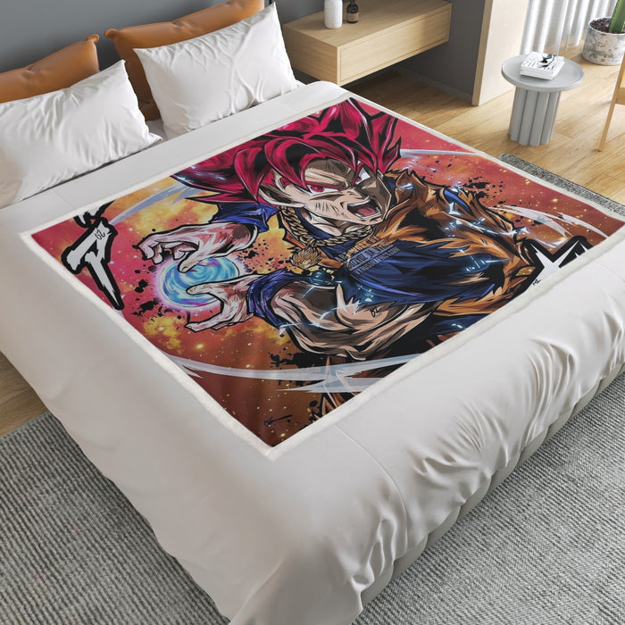 Goku Super Saiyan God Household Warm Blanket