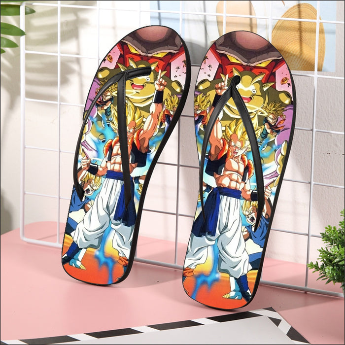 DBZ Goku Vegeta Fusion Saiyan Gogeta Colorful Design Streetwear Flip Flops