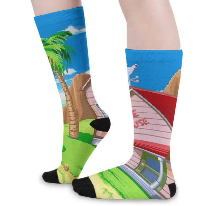 Dragon Ball Master Roshi's Kame House Cartoon Style  Socks