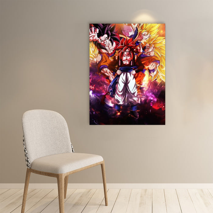 DBZ Gogeta Goku Vegeta Super Saiyan Powerful Lightning Thunder Design Paper poster