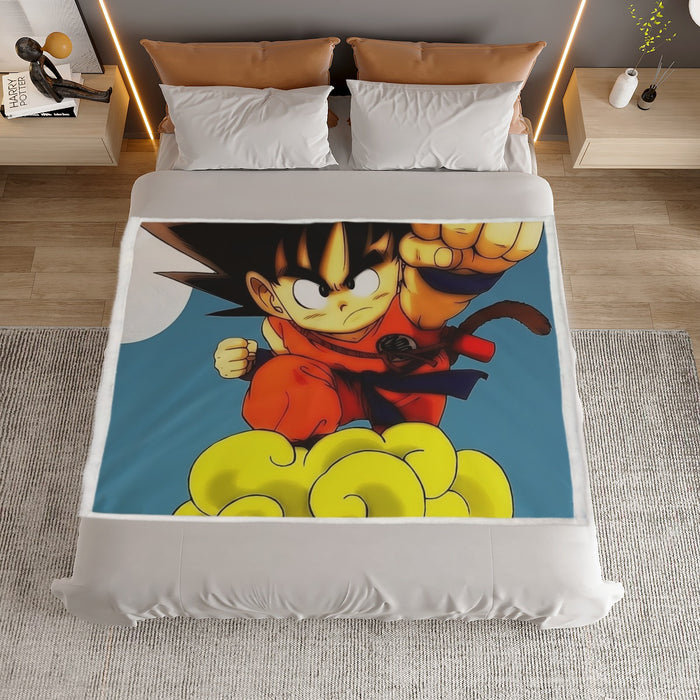 Young Goku Kid Flying Cloud Fight 3D Dragonball Household Warm Blanket