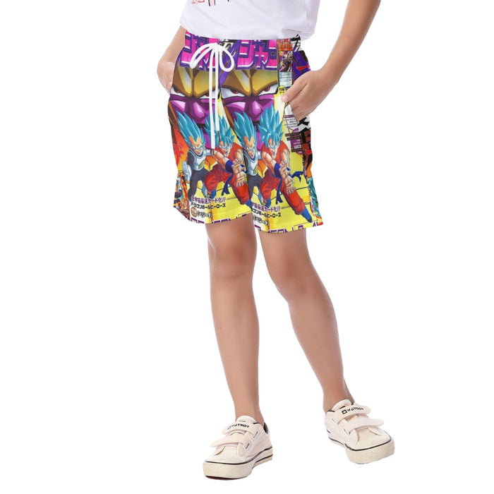 Golden Frieza Super Saiyan God Goku Vegeta Blue Hair 3D Kid's Beach Shorts