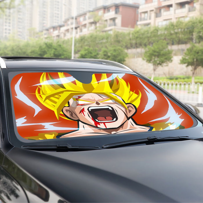 Dragon Ball Goku Super Saiyan Angry Scream Hand Drawing Design Windshield Sunshade