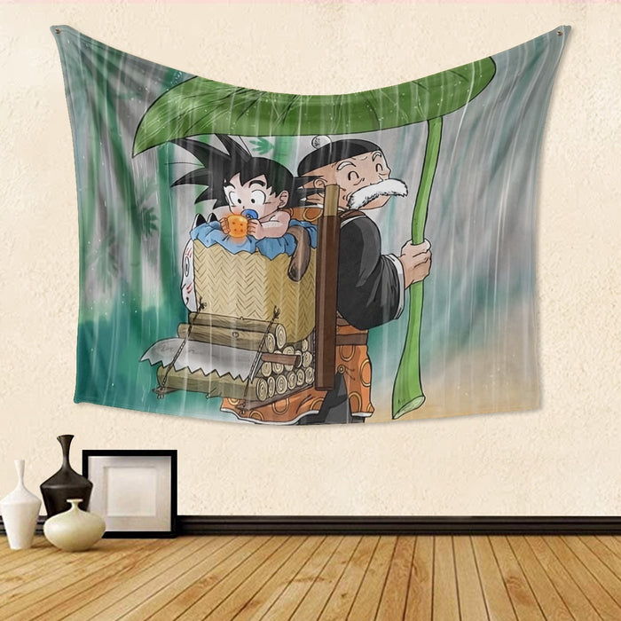 DBZ Kid Goku Super Saiyan Grandpa Gohan Cover Rain Cute Design Tapestry