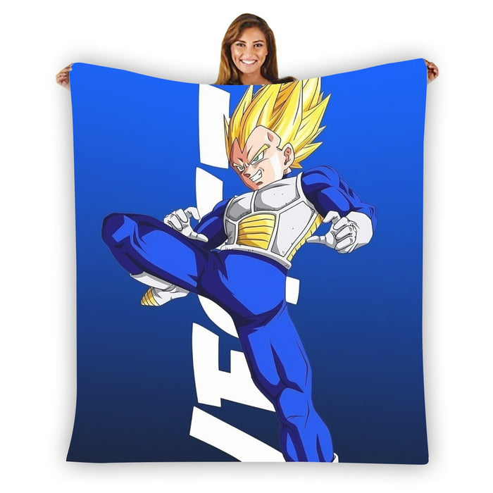 Vegeta With Background Word Dragon Ball Blanket