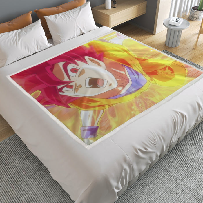Dragon Ball Goku Super Saiyan Red God Face Portrait Print Household Warm Blanket