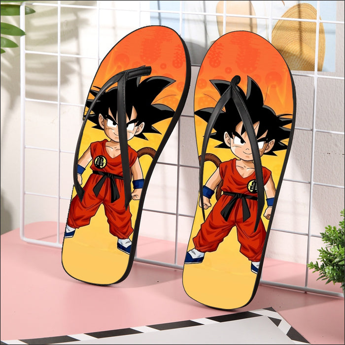 Cute Young Kid Goku Yellow Dragon Ball 3D Flip Flops