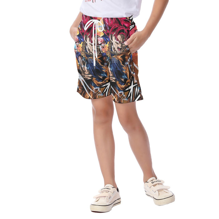 Goku Super Saiyan God Kid's Beach Shorts