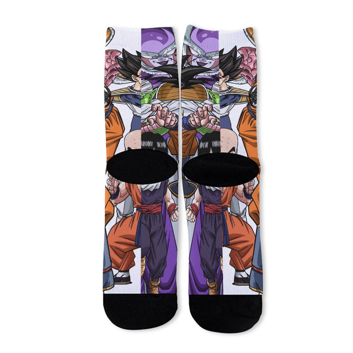 DBZ Goku Fighting Stance Gohan Piccolo Krillin Vegeta Frieza Color Socks