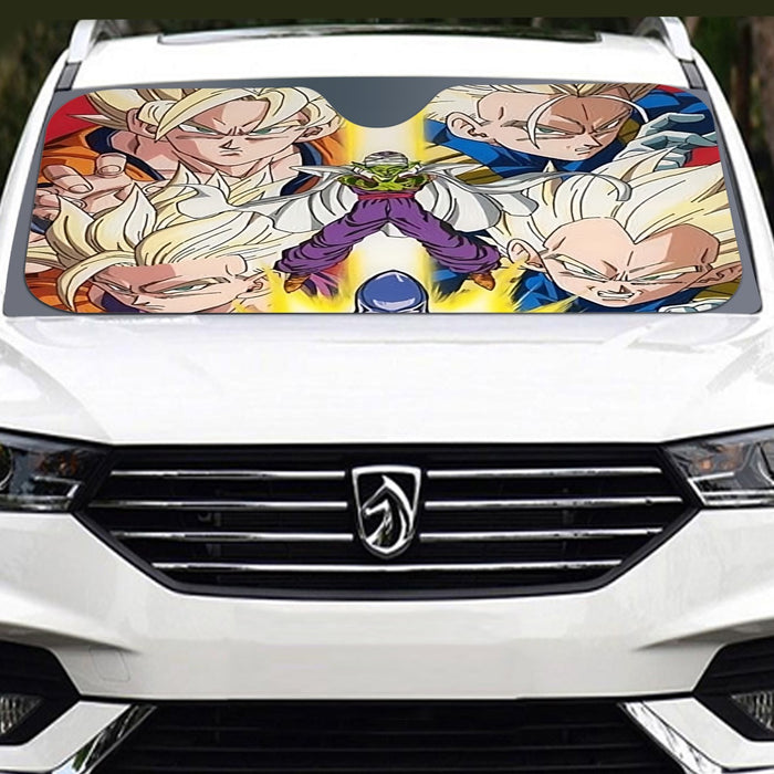 Dragon Ball Goku Vegeta Saiyan Piccolo Namekian Vibrant Design Windshield Sunshade