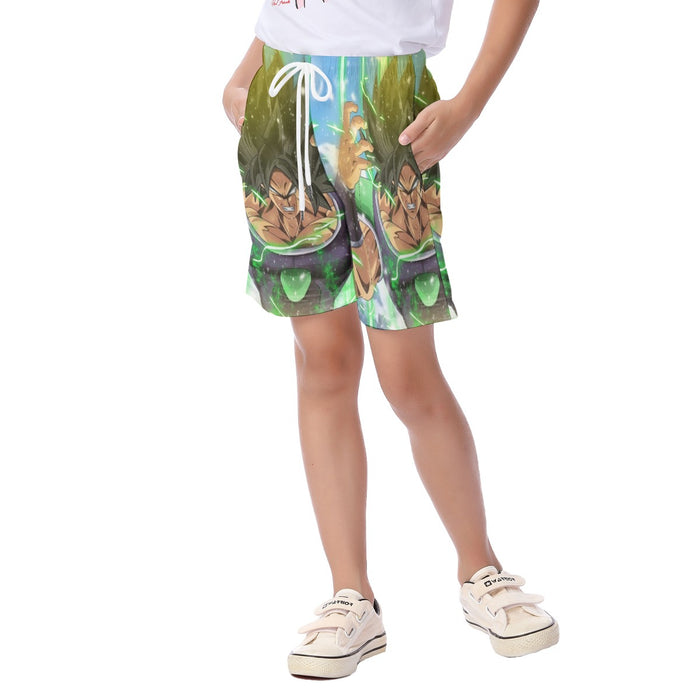 Dragon Ball Super Transforming Broly Kid's Beach Shorts