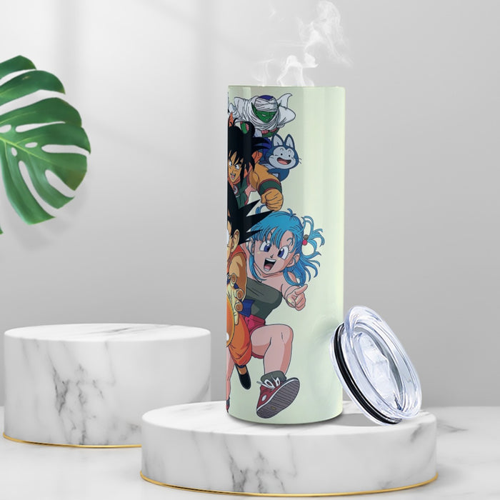 DBZ Kid Goku Master Roshi Bulma Krillin Chasing Dragon Ball Funny Tumbler with twinkle surface