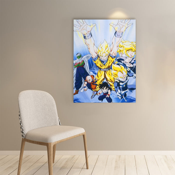 DBZ Goku Saiyan Spirit Bomb Vegeta Piccolo Gohan Trunks Vibrant Design Paper poster