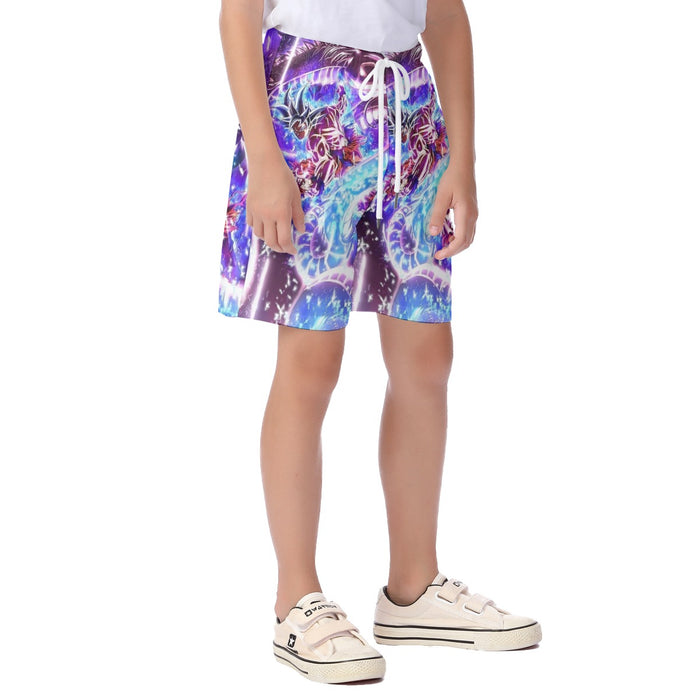 Dragon Ball Super Ultra Instinct Goku x Shenron Kid's Beach Shorts