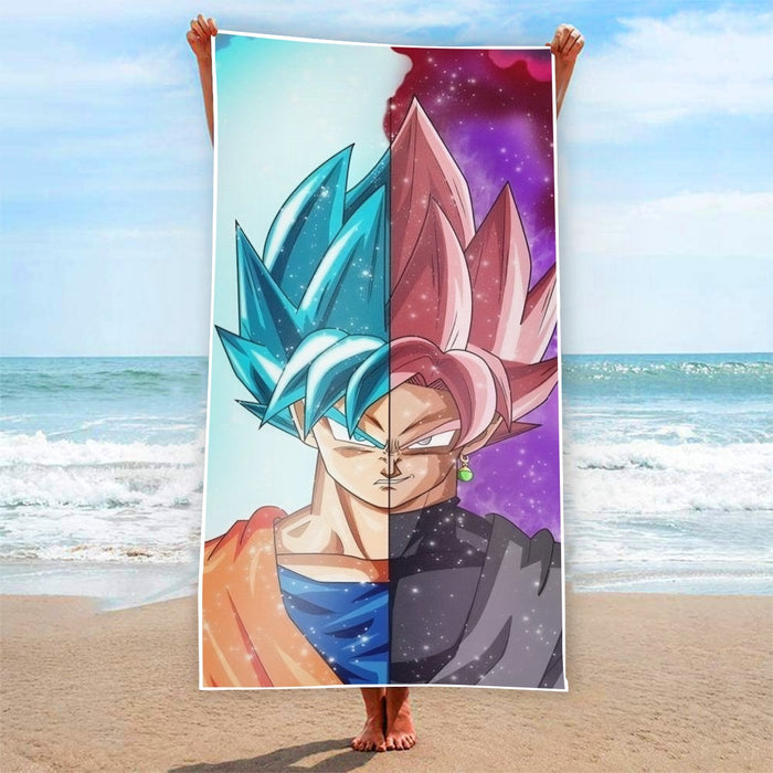 DBZ Goku SSGSS Black Rose Super Saiyan Portraits Dope Beach Towel