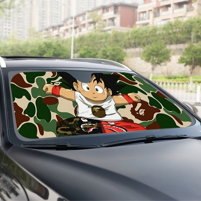 Dragon Ball Jumping Kid Goku Camouflage Windshield Sunshade