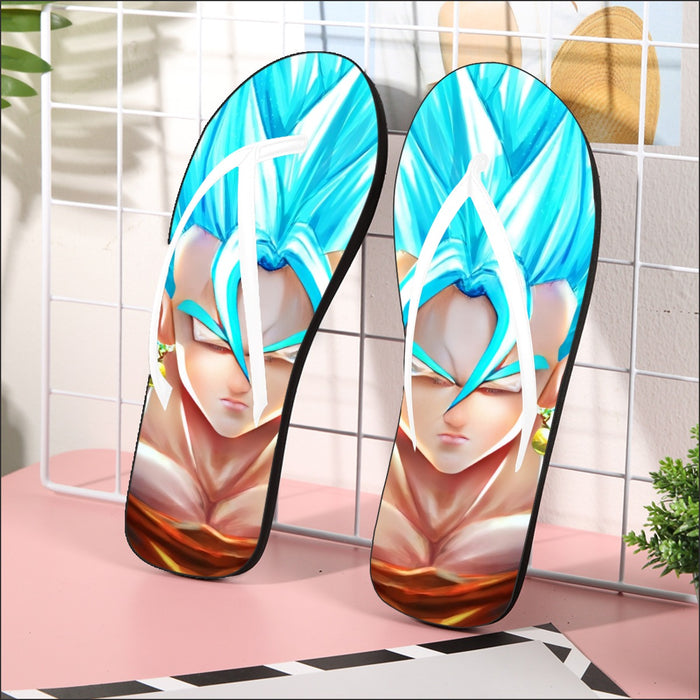 DBZ Goku God Saiyan Blue SSGSS Potara Fusion Design Trendy Flip Flops