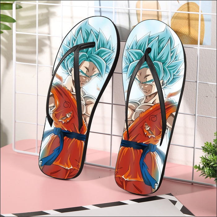 Dragon Ball Serious Super Saiyan Goku 2 Blue Epic Aura Flip Flops