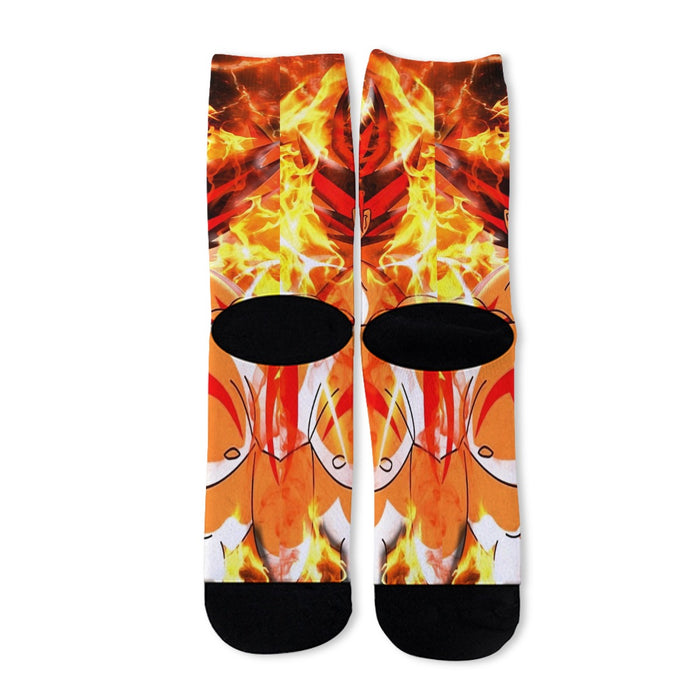 Dragon Ball Goku Super Saiyan Rose Flaming Fan Art Socks