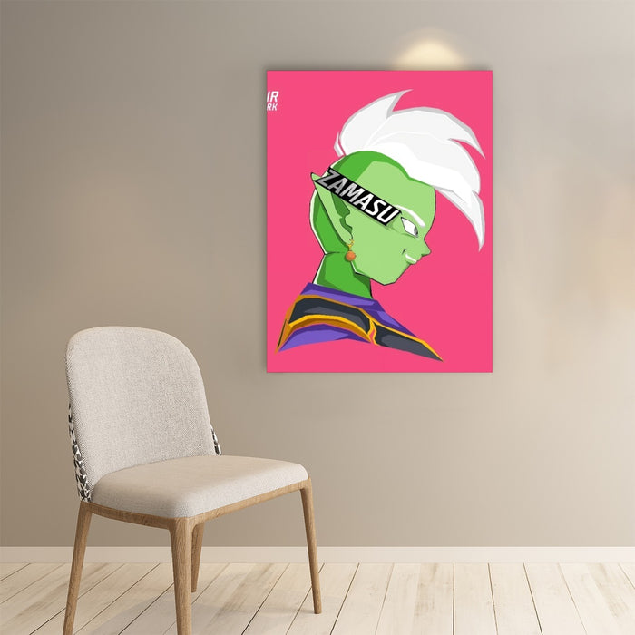 Dragon Ball Super Cool Grin Zamasu Potara Earring Pink Paper poster