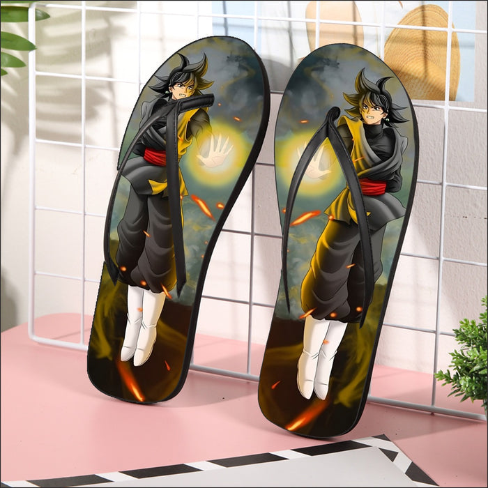 DBZ Goku Black Zamasu Potara Fusion Realistic Drawing Style Cool Flip Flops