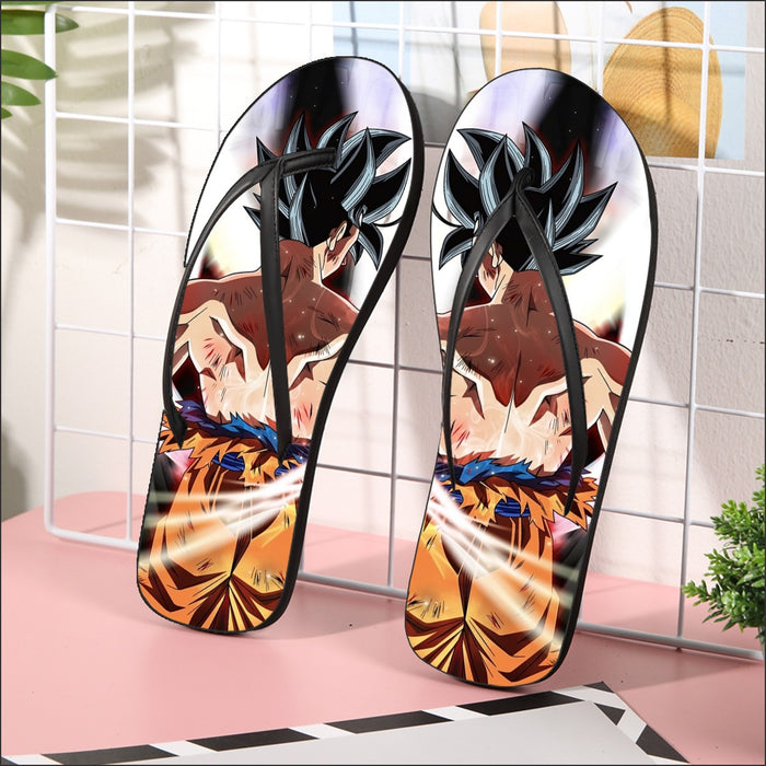 Dragon Ball Goku Damaged Battle Muscular Powerful Aura Flip Flops