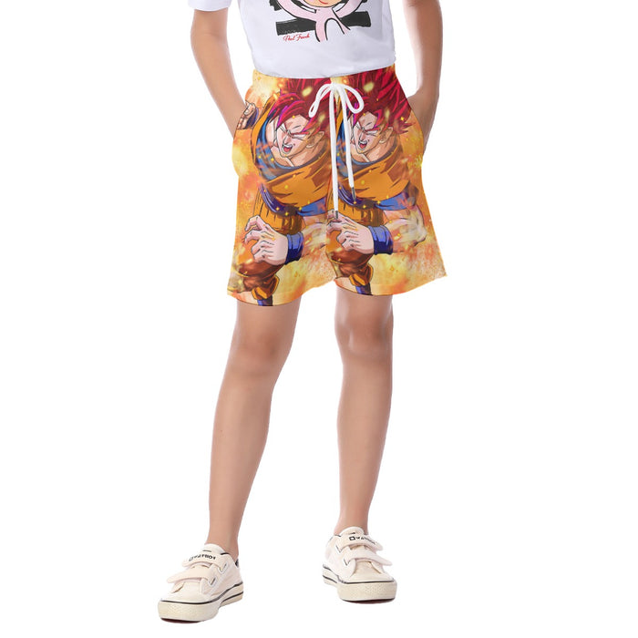 Dragon Ball Super Goku Rage Red Ultra Instinct Dope Kid's Beach Shorts