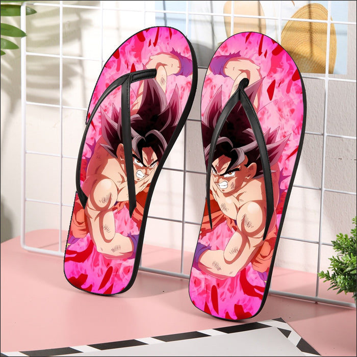 Dragon Ball Super Bruised Goku Red Kaioken Streetwear Flip Flops