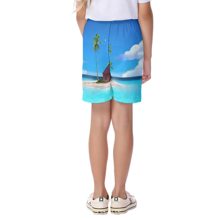 DBZ Master Roshi's Kame House Relax Vibe Concept Graphic Kid's Beach Shorts