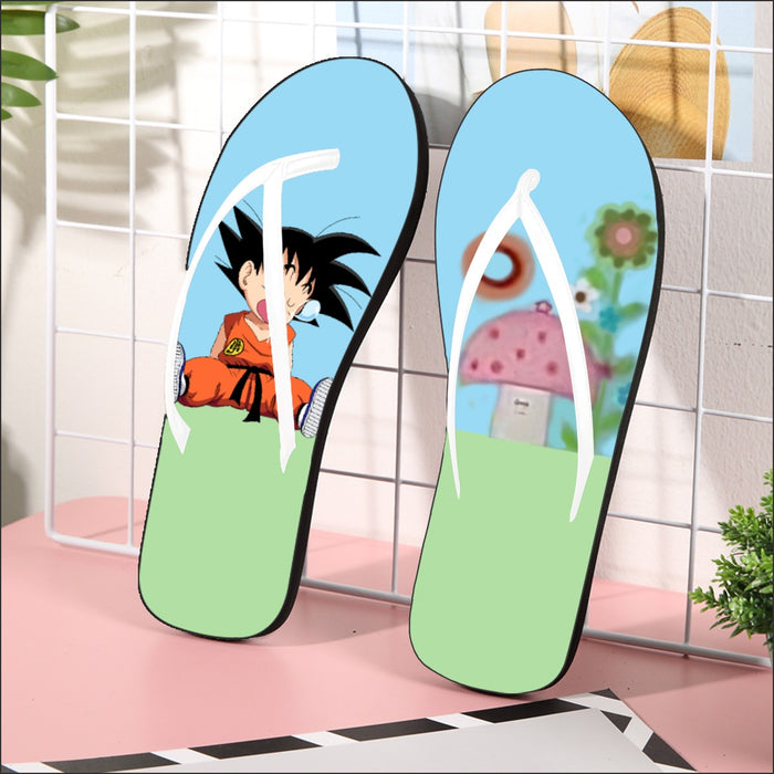 Dragon Ball Goku Kid Cute Day Dreamer Sleeping Anime Design Flip Flops