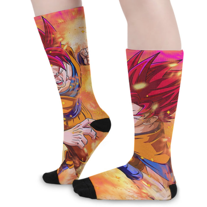 Dragon Ball Super Goku Rage Red Ultra Instinct Dope Socks