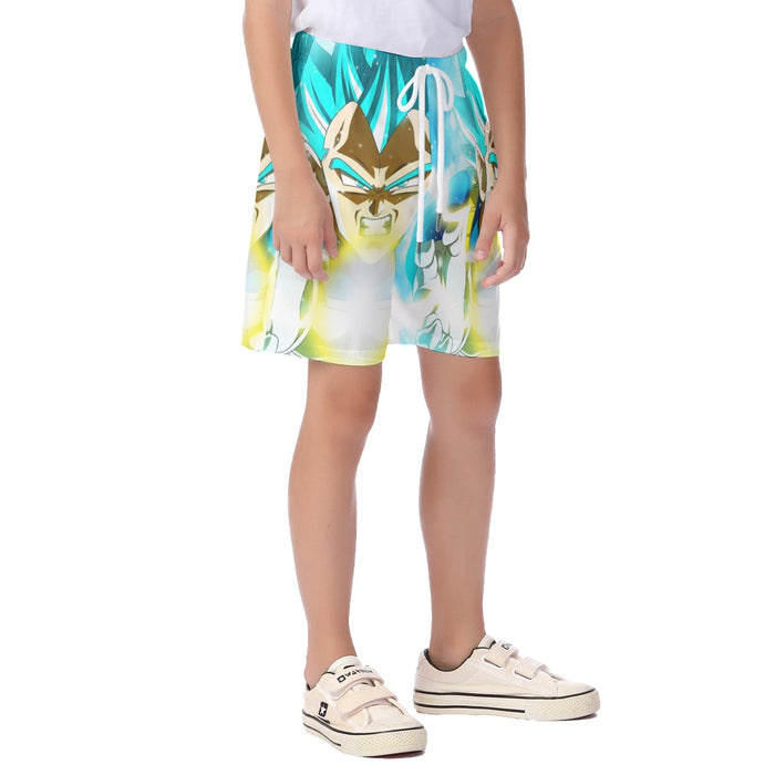 Dragon Ball Blue Vegeta Super Saiyan God Kamehameha Kid's Beach Shorts