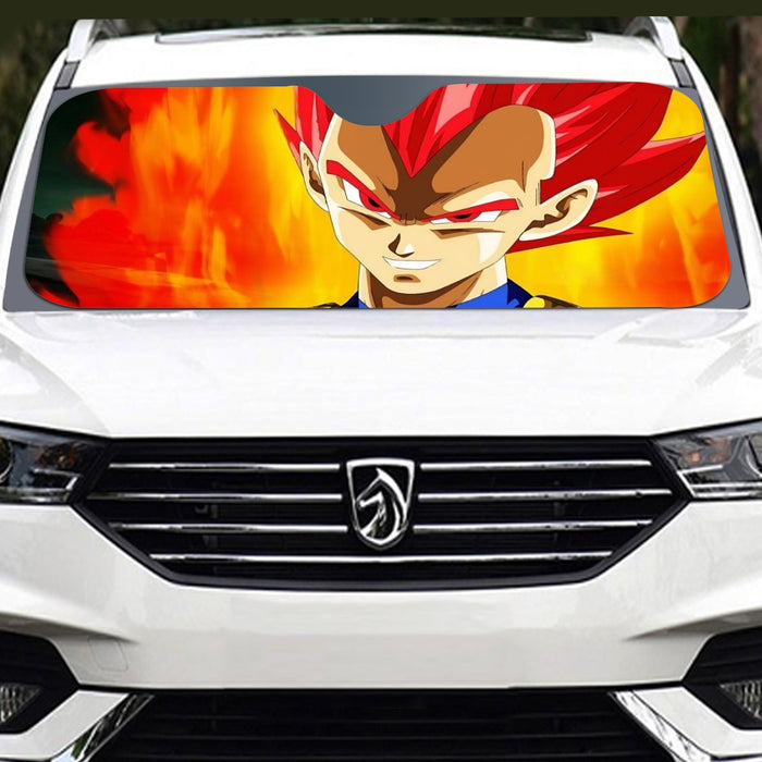 Dragon Ball Vegeta Super Saiyan Red God Vibrant Print Windshield Sunshade