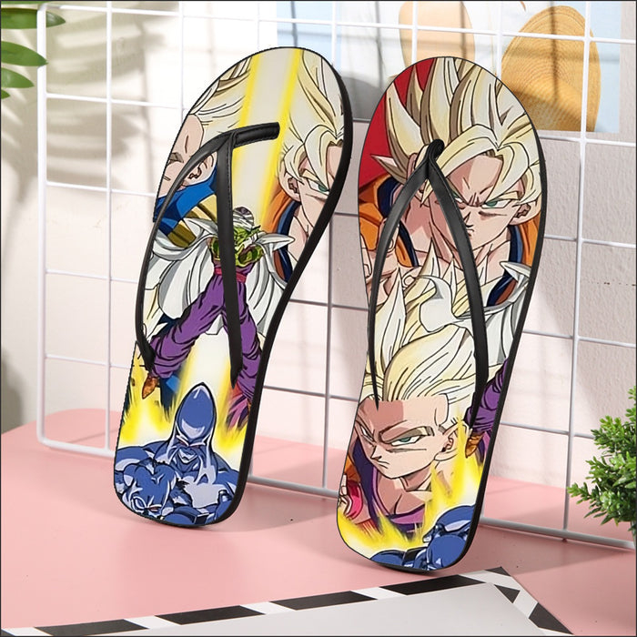 Dragon Ball Goku Vegeta Saiyan Piccolo Namekian Vibrant Design Flip Flops