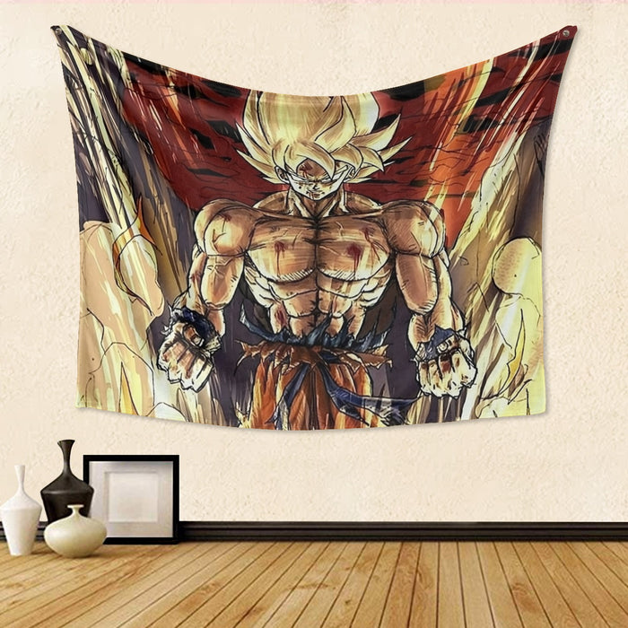 Powerful Goku Super Saiyan 2 Transformation SSJ2 Tapestry